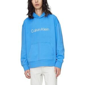 Calvin Klein Men's Relaxed Fit Standard Logo Terry Hoodie Sweatshirt Small